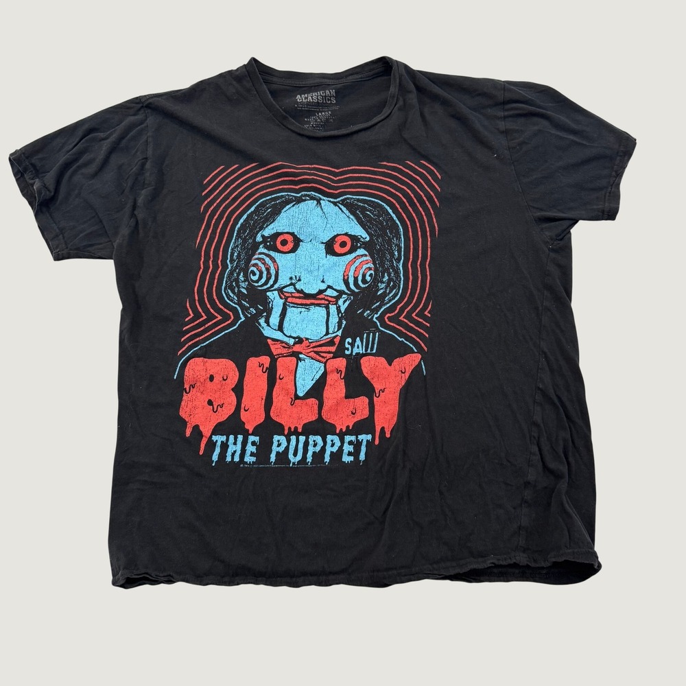 American Classics Saw Billy Puppet T Shirt Mens Large Black Horror Graphic Tee